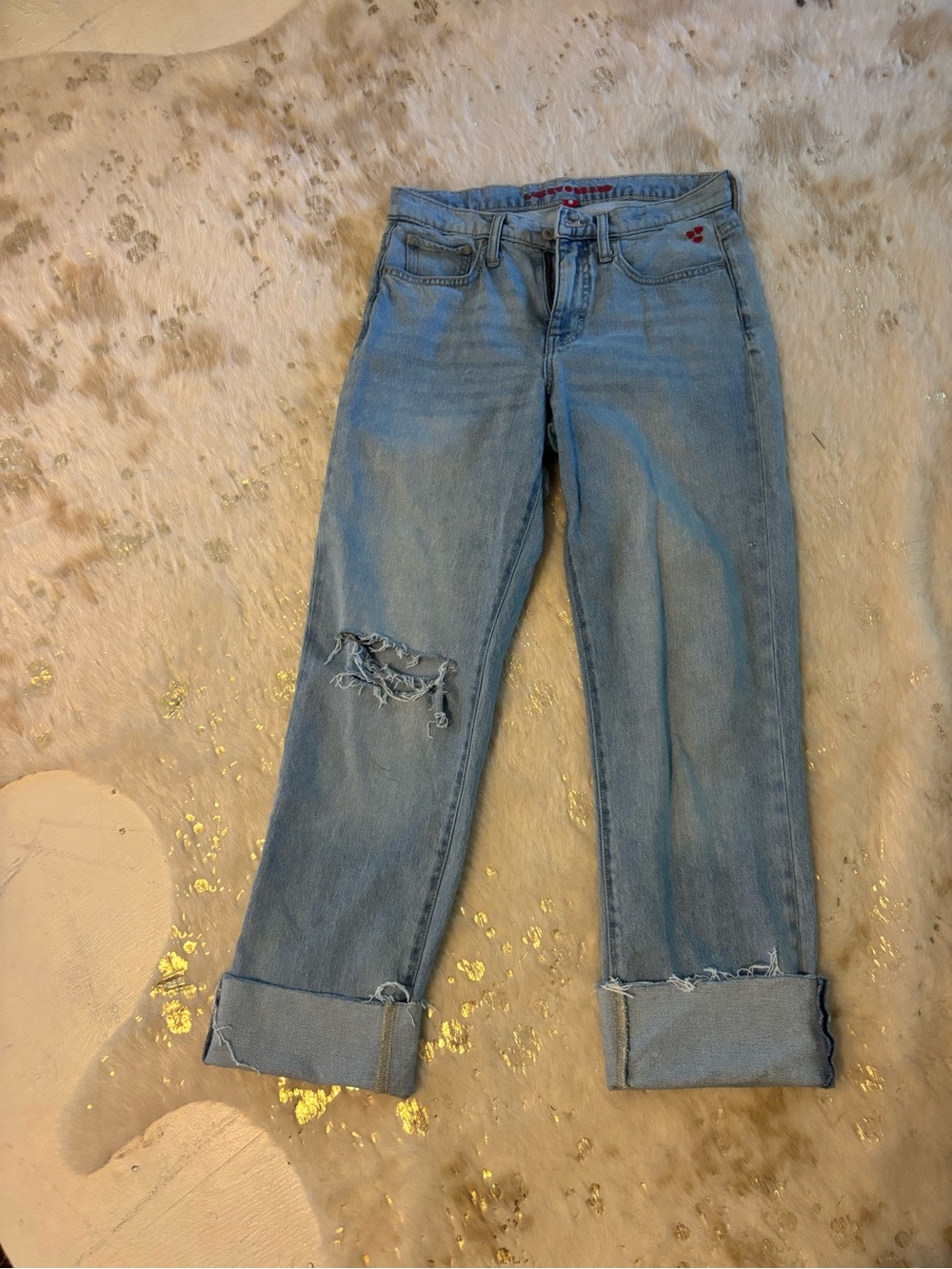 Lucky Brand Light Blue Distressed Boyfriend Jeans
